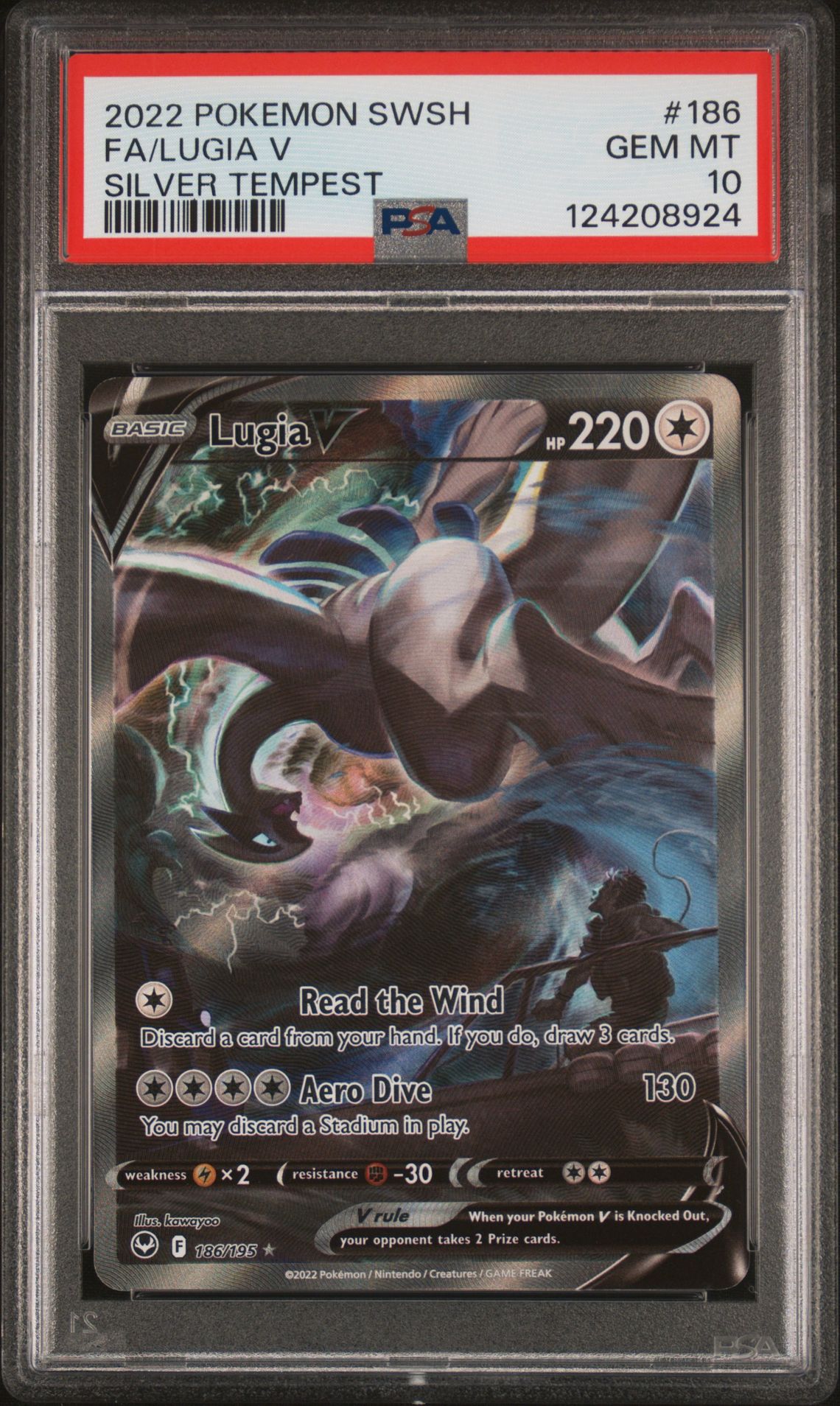 2022 Pokemon Sword & Shield Silver Tempest Fa/Lugia V #186 (Silver Tempest) Gem Mt 10 front