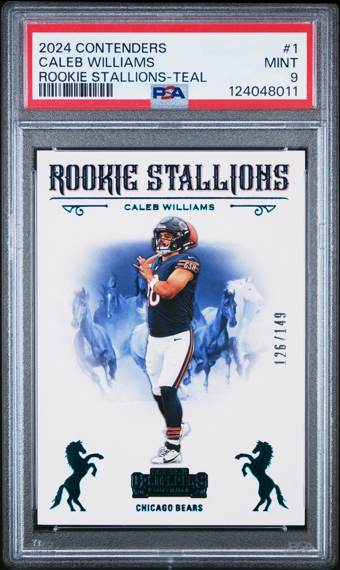 2024 Panini PANINI CONTENDERS ROOKIE STALLIONS TEAL #1 Caleb Williams front
