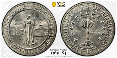 1936-D 50C Columbia MS66