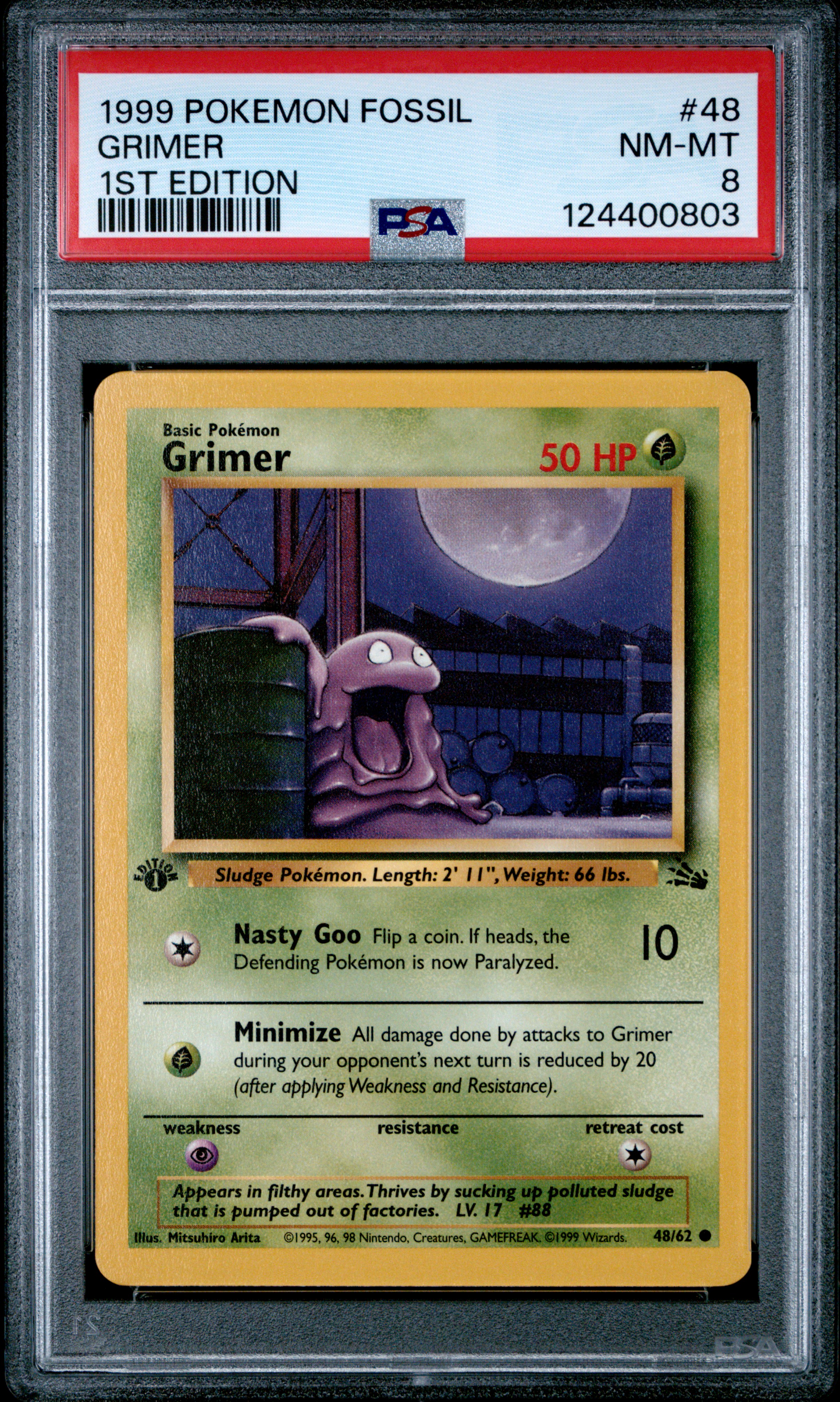 1999 #48 Grimer 1st Edition PSA 8 Fossil Pokemon