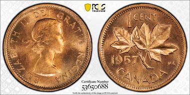 1957 1C MS66RD