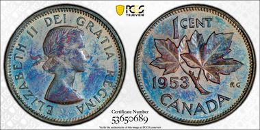 1953 1C Strap MS63BN