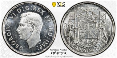 1944 50C Wide Date Far 4 MS64