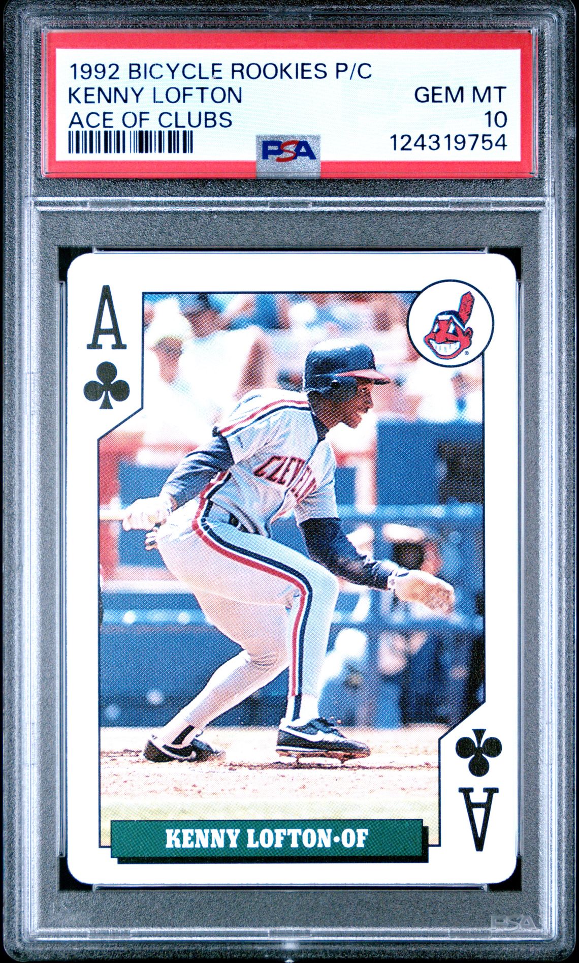 1992 BICYCLE ROOKIES PLAYING CARDS ACE OF CLUBS Kenny Lofton front