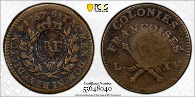 1767-A Sou 1793 "RF" Counterstamp XF40BN