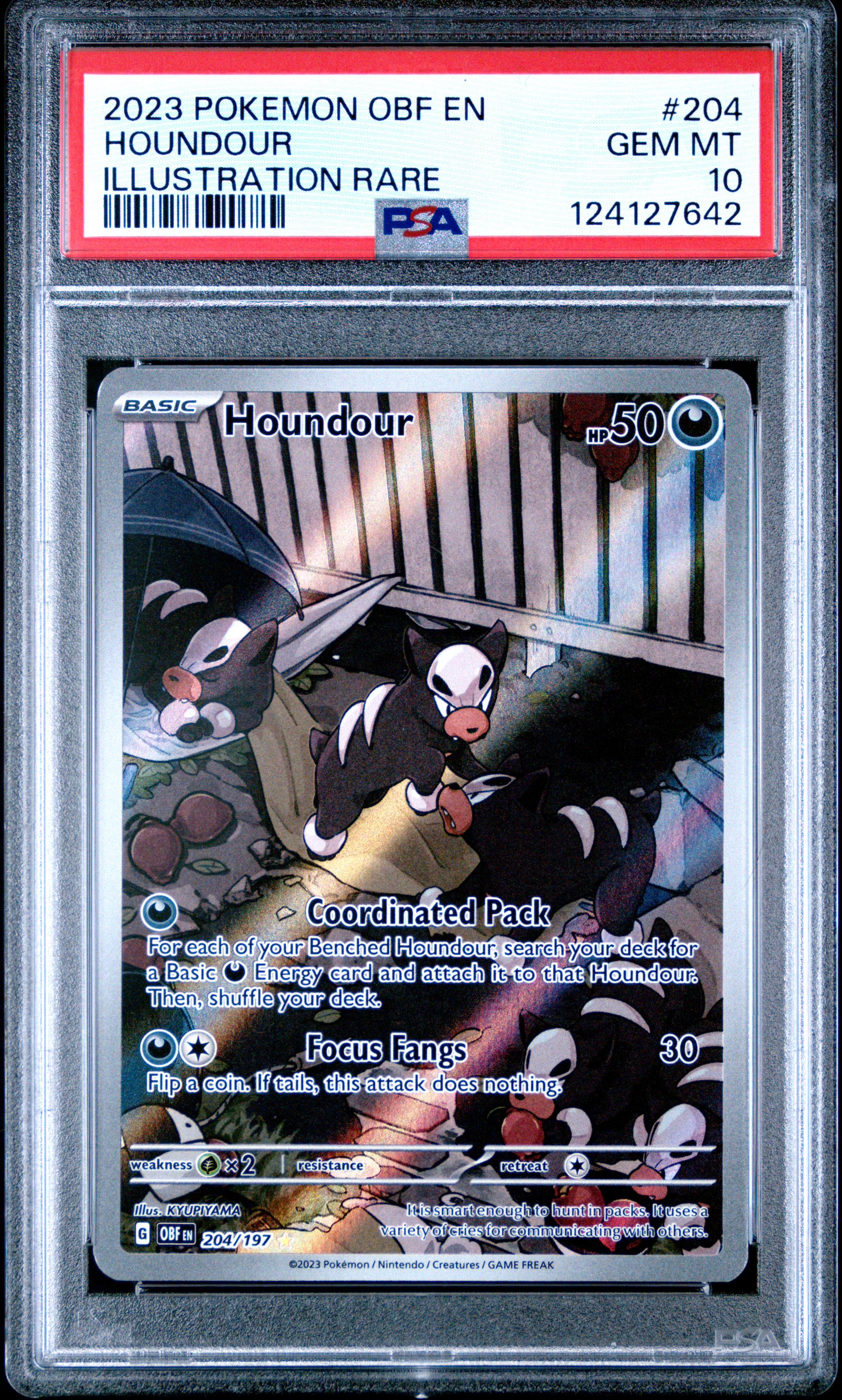 2023 #204 Houndour PSA 10 Obf EN-Obsidian Flames