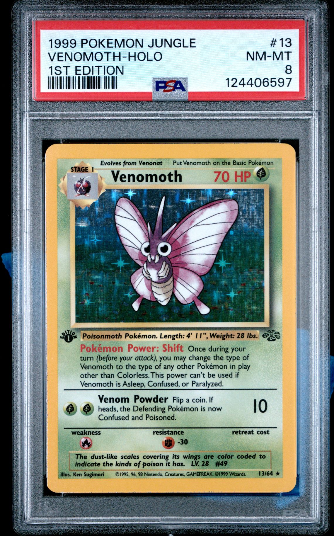 1999 Pokemon POKEMON JUNGLE 1ST EDITION #13 Venomoth-Holo front