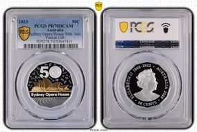 2023 50C Sydney Opera House 50th Ann. Ag Partial Gilt PR70DCAM