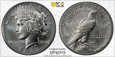 2025 $1 Peace Dollar First Strike MS70