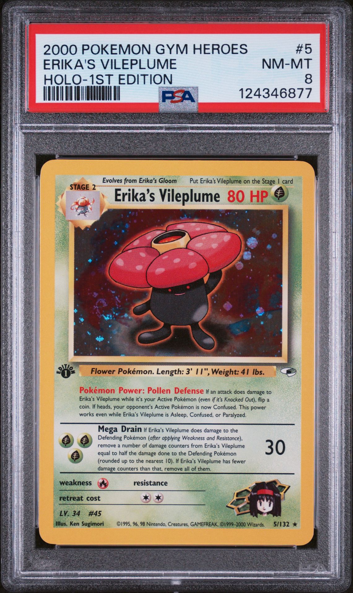 2000 Pokemon POKEMON GYM HEROES HOLO #5 Erika's Vileplume front