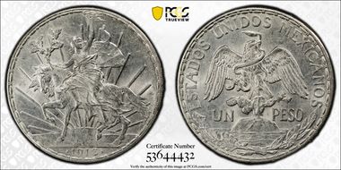 1913 Peso Caballito KM-453  Ag MS62