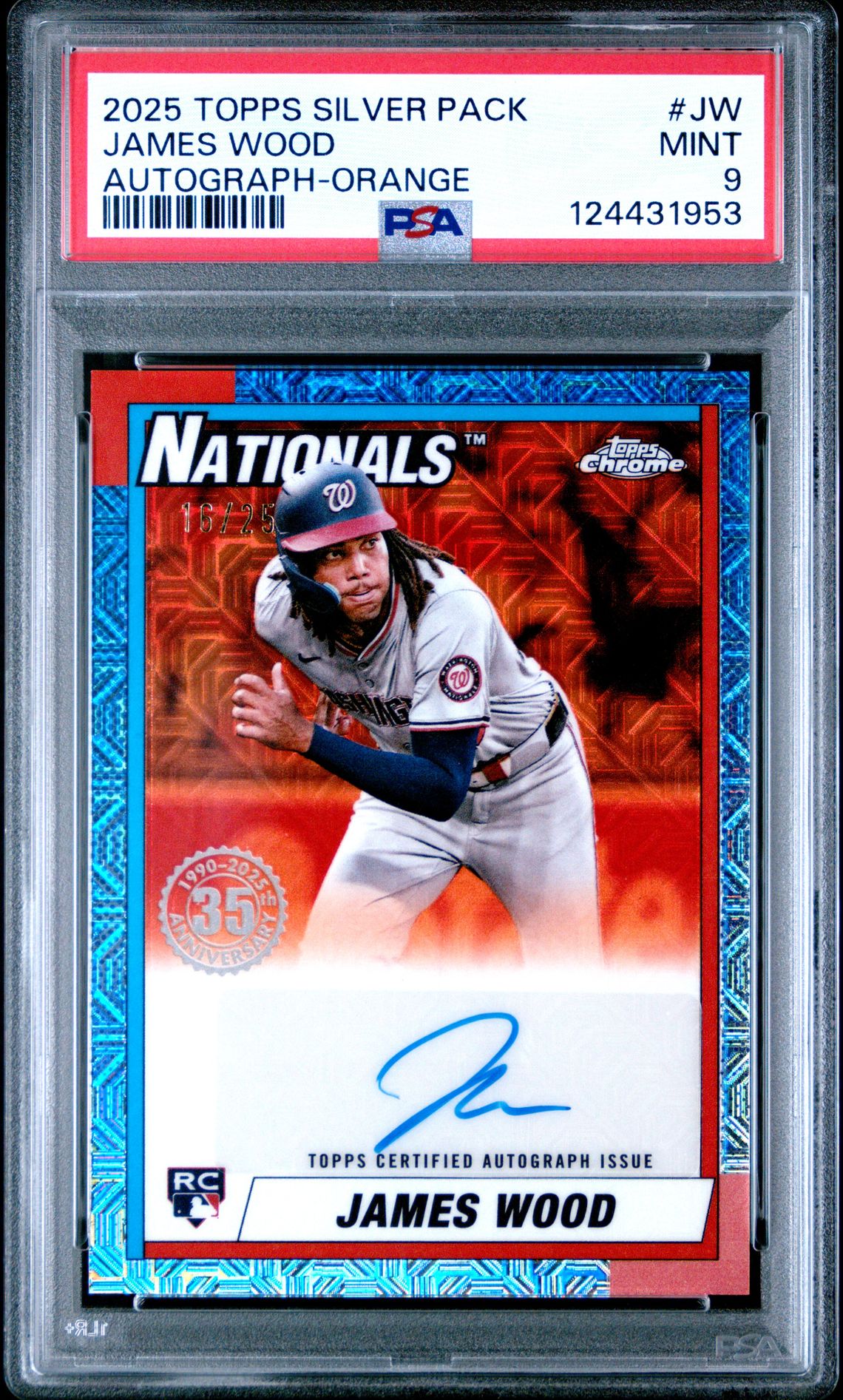 2025 Topps TOPPS SILVER PACK 1990 CHROME PROMO AUTOGRAPH Orange Refractor #JW James Wood front