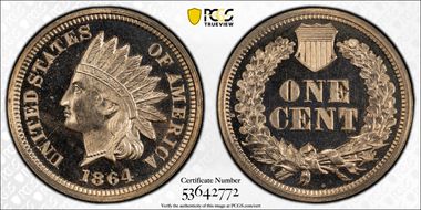 1864 1C Copper Nickel PR66CAM