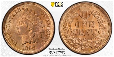 1866 1C MS65RD