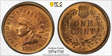 1876 1C MS66RD