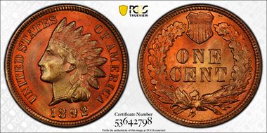 1892 1C MS66RD