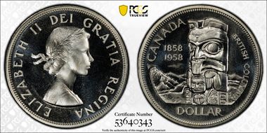 1958 S$1 British Columbia PL67CAM