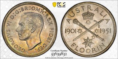 1951(m) Florin Jubilee KM-47  Ag MS65