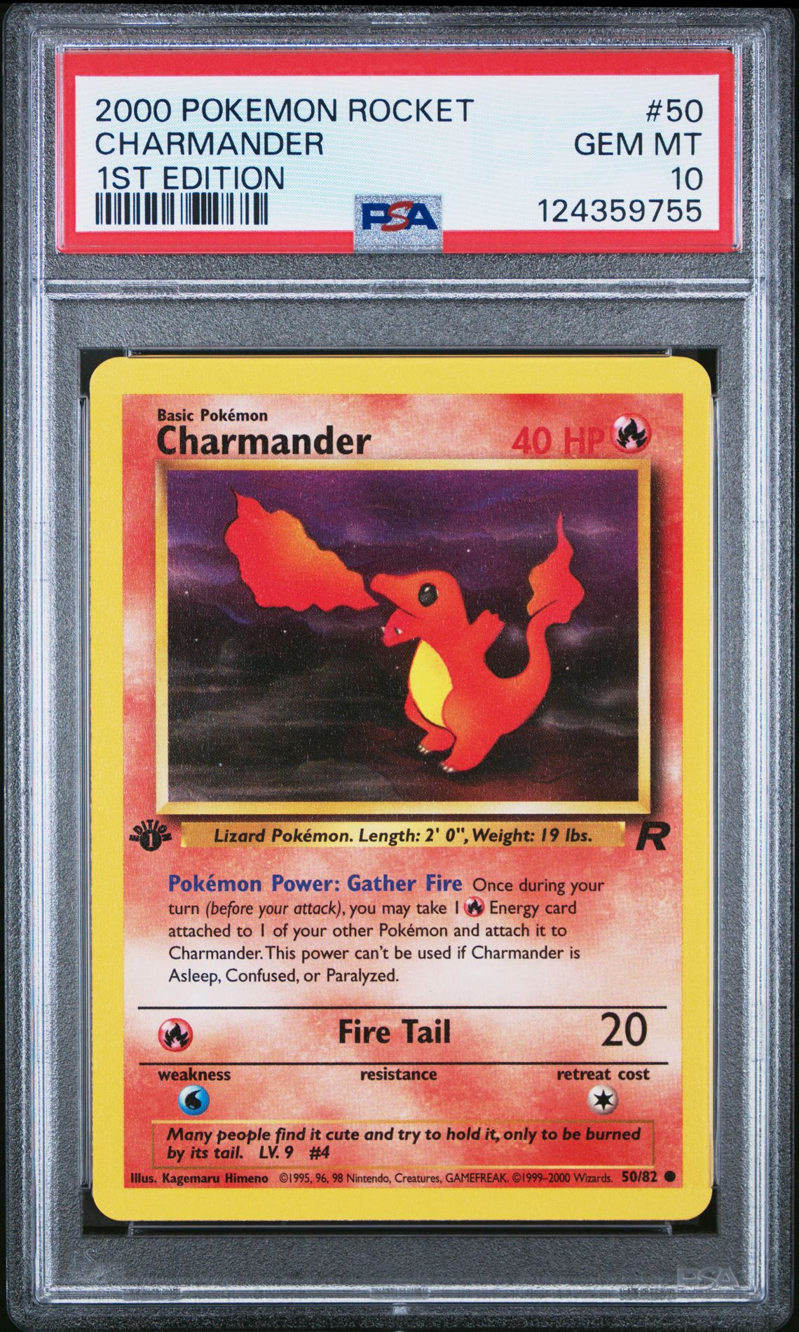 2000 Pokemon Rocket Charmander #50 (1St Edition) Gem Mt 10 front