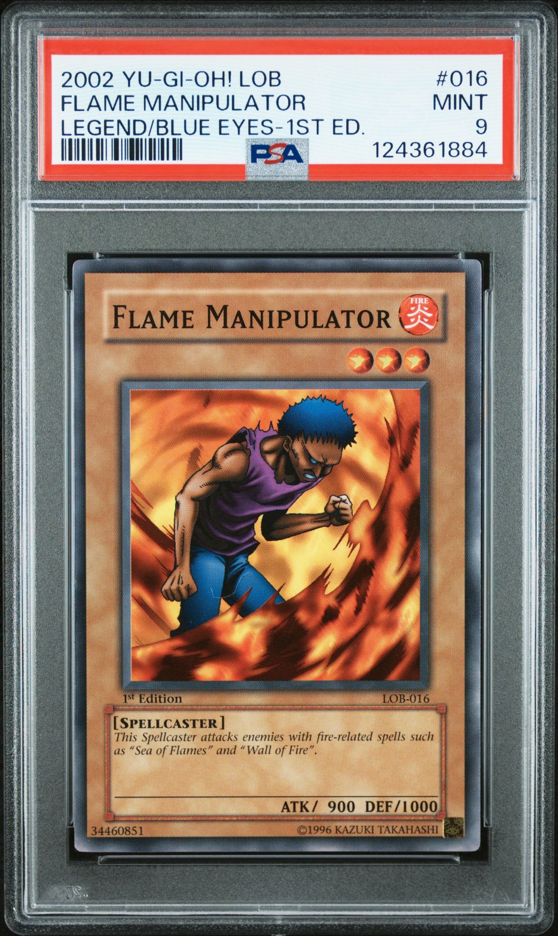 2002 Yu-Gi-Oh! YU-GI-OH! LOB-LEGEND OF BLUE EYES WHITE DRAGON LEGEND/BLUE EYES-1ST ED. #016 Flame Manipulator front