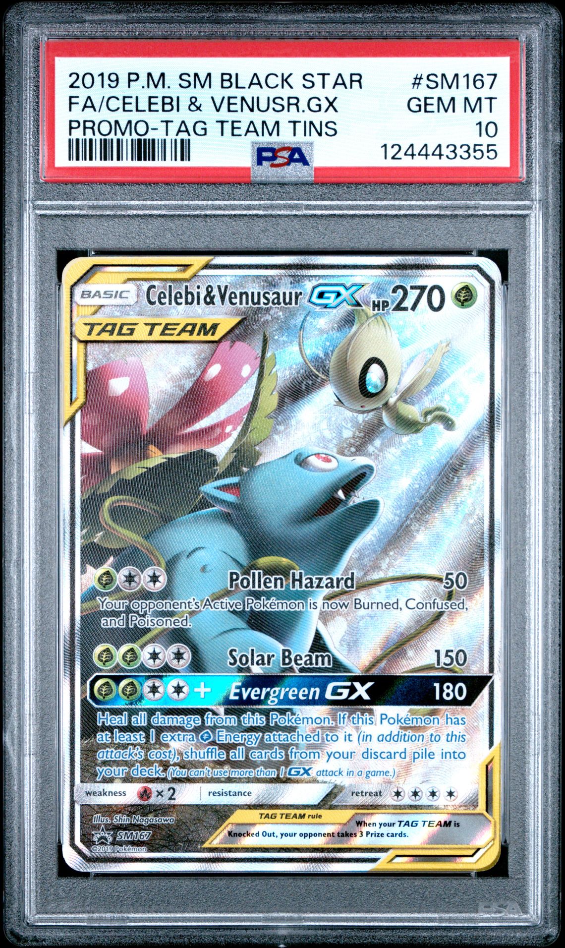 2019 Pokemon Sm Black Star Promo Fa/Celebi & Venusr.gx #Sm167 (Promo-Tag Team Tins) Gem Mt 10 front