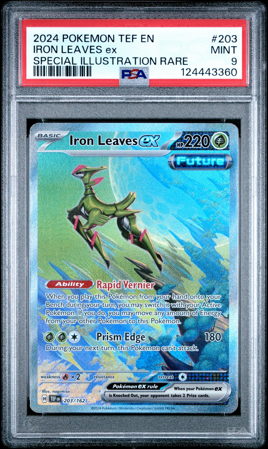 2024 Pokemon Tef En-Temporal Forces Iron Leaves Ex #203 (Special Illustration Rare) Mint 9 front