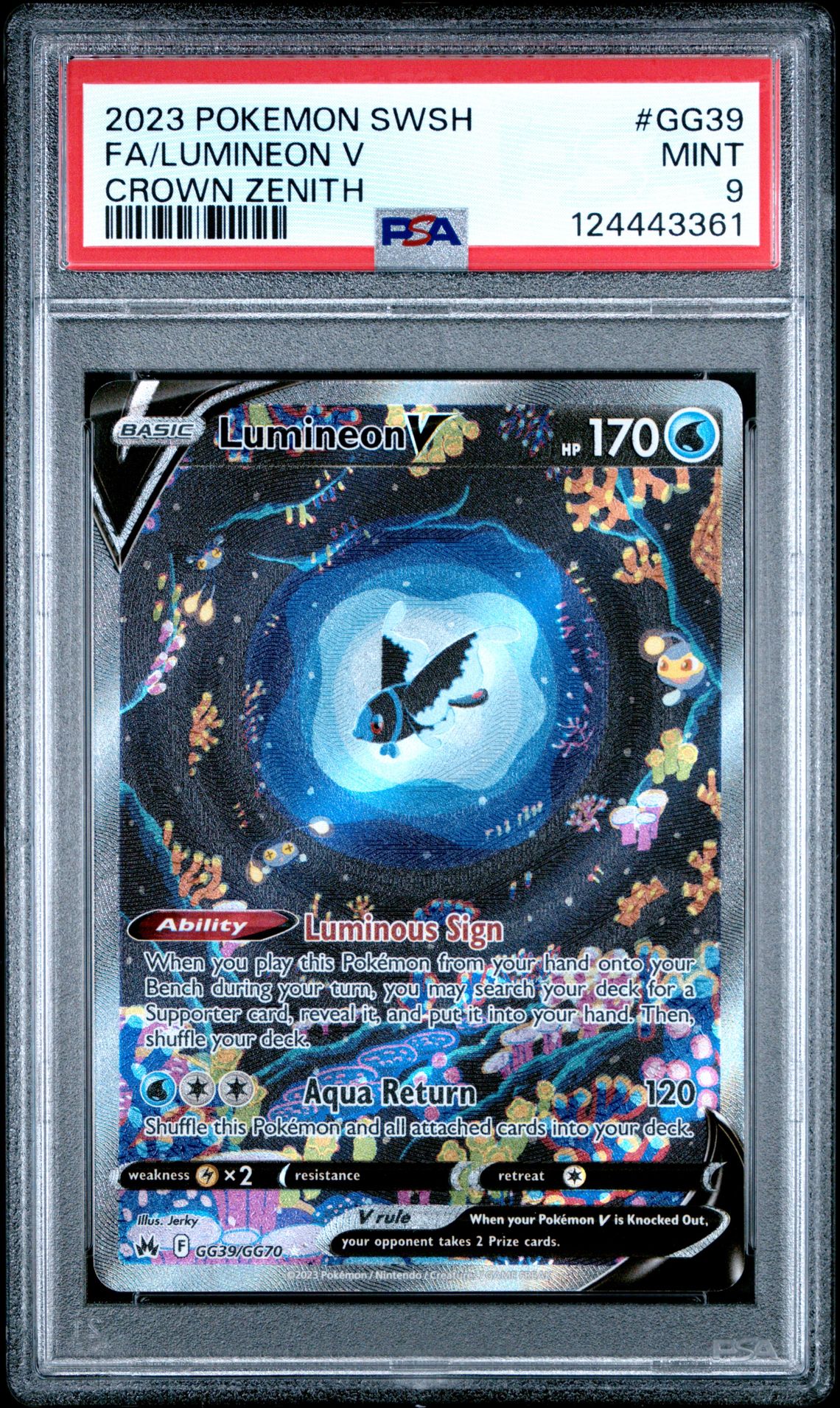 2023 Pokemon Sword And Shield Crown Zenith Fa/Lumineon V #Gg39 (Crown Zenith) Mint 9 front