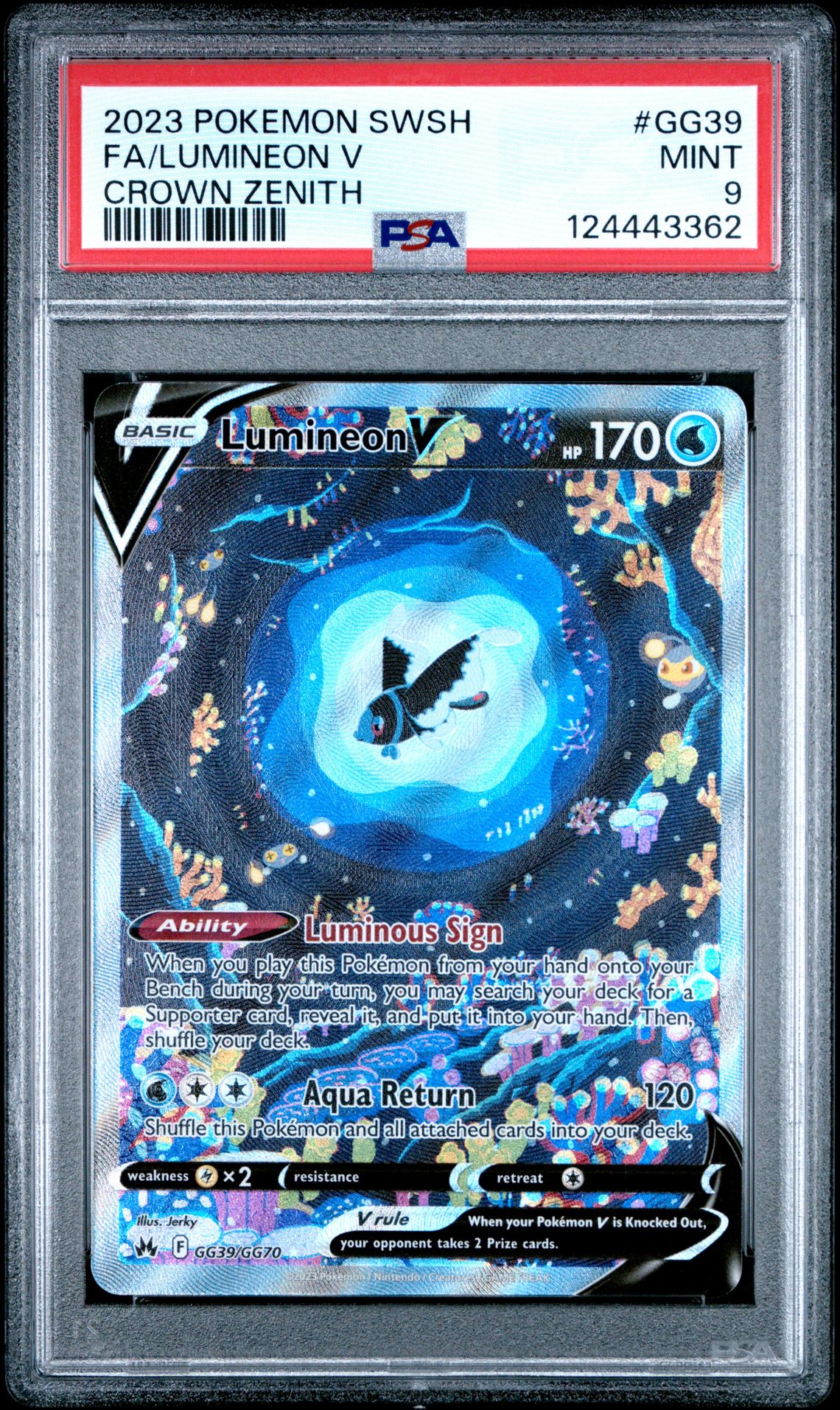 2023 Pokemon Sword And Shield Crown Zenith Fa/Lumineon V #Gg39 (Crown Zenith) Mint 9 front