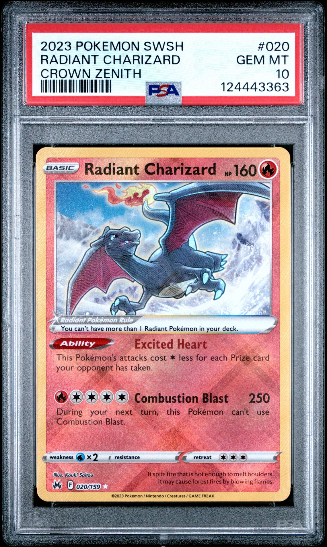2023 Pokemon Sword And Shield Crown Zenith Radiant Charizard #020 (Crown Zenith) Gem Mt 10 front