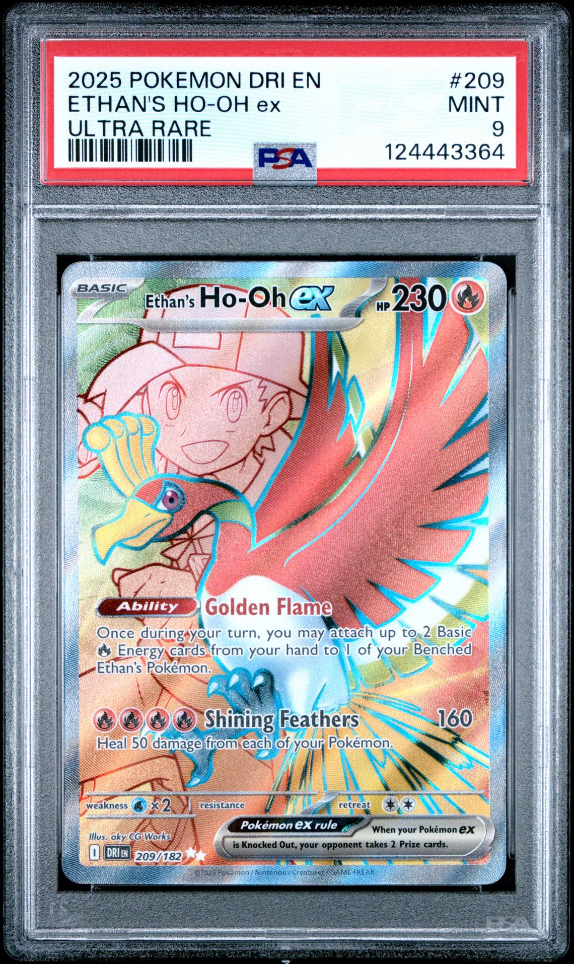 2025 Pokemon Dri En-Destined Rivals Ethan's Ho-Oh Ex #209 (Ultra Rare) Mint 9 front