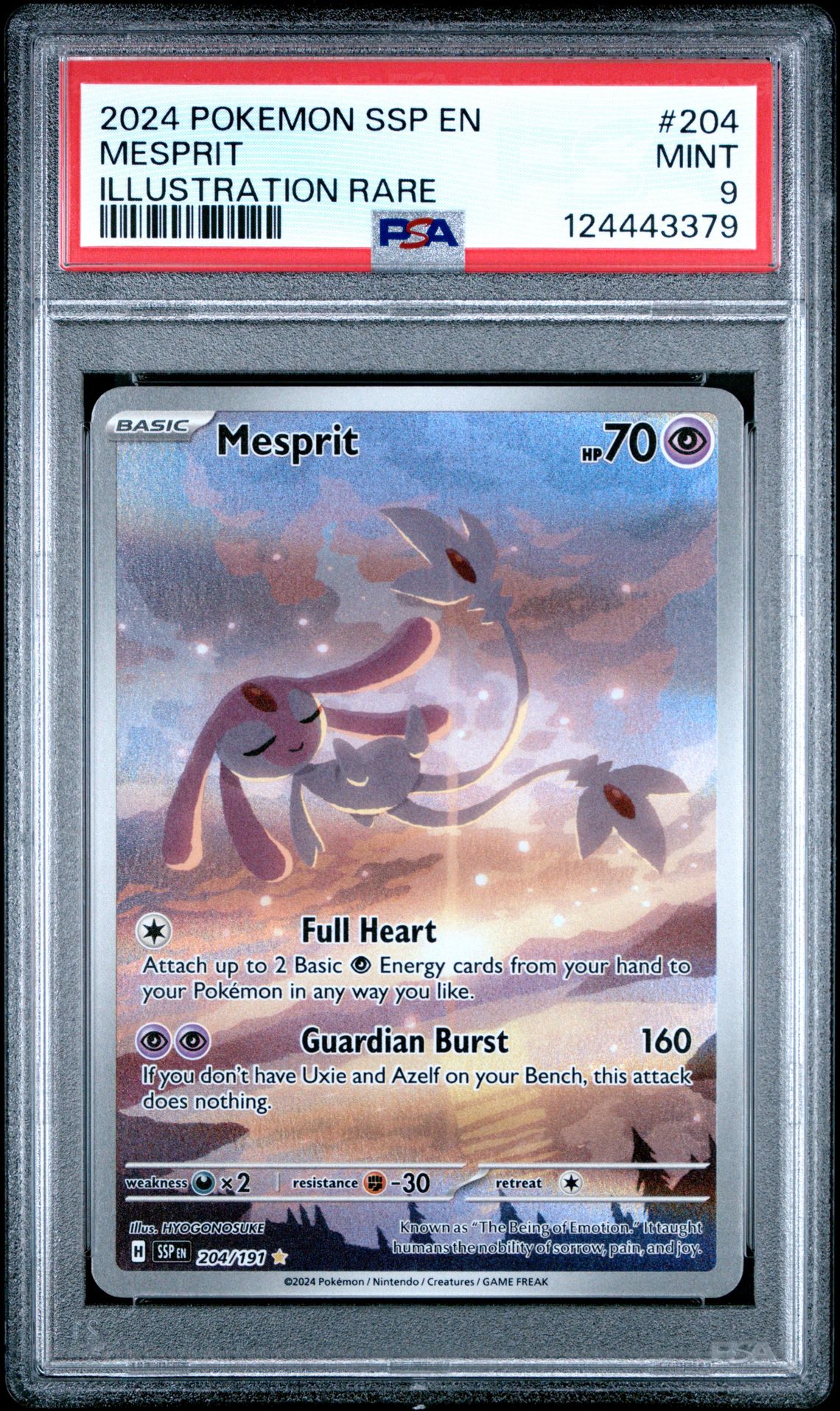 2024 Pokemon Ssp En-Surging Sparks Mesprit #204 (Illustration Rare) Mint 9 front