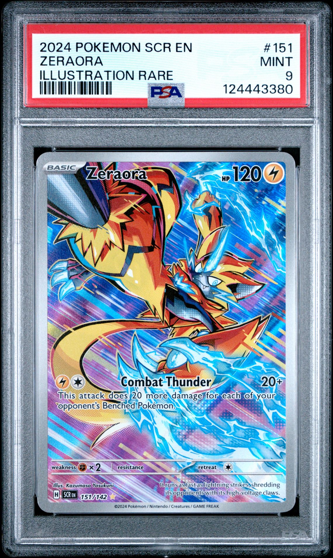 2024 Pokemon Scr En-Stellar Crown Zeraora #151 (Illustration Rare) Mint 9 front