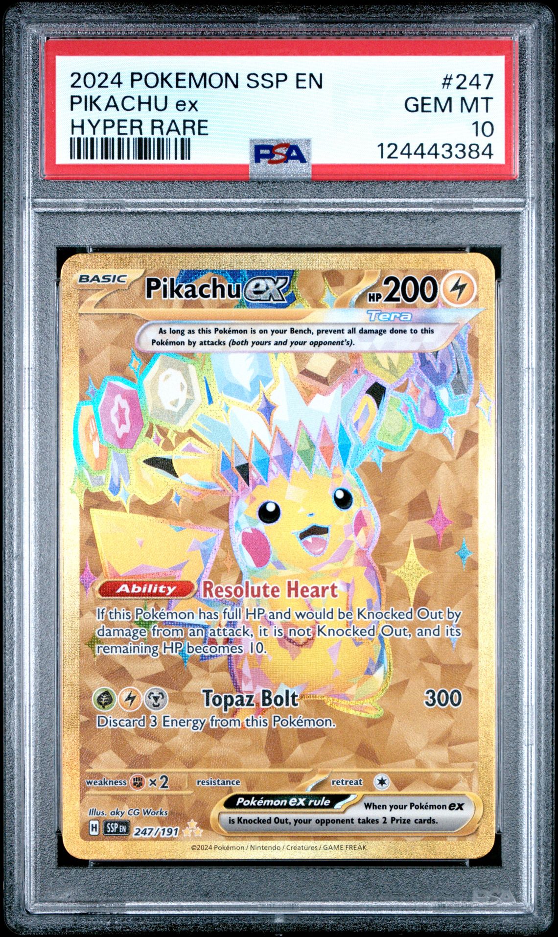 2024 Pokemon Ssp En-Surging Sparks Pikachu Ex #247 (Hyper Rare) Gem Mt 10 front
