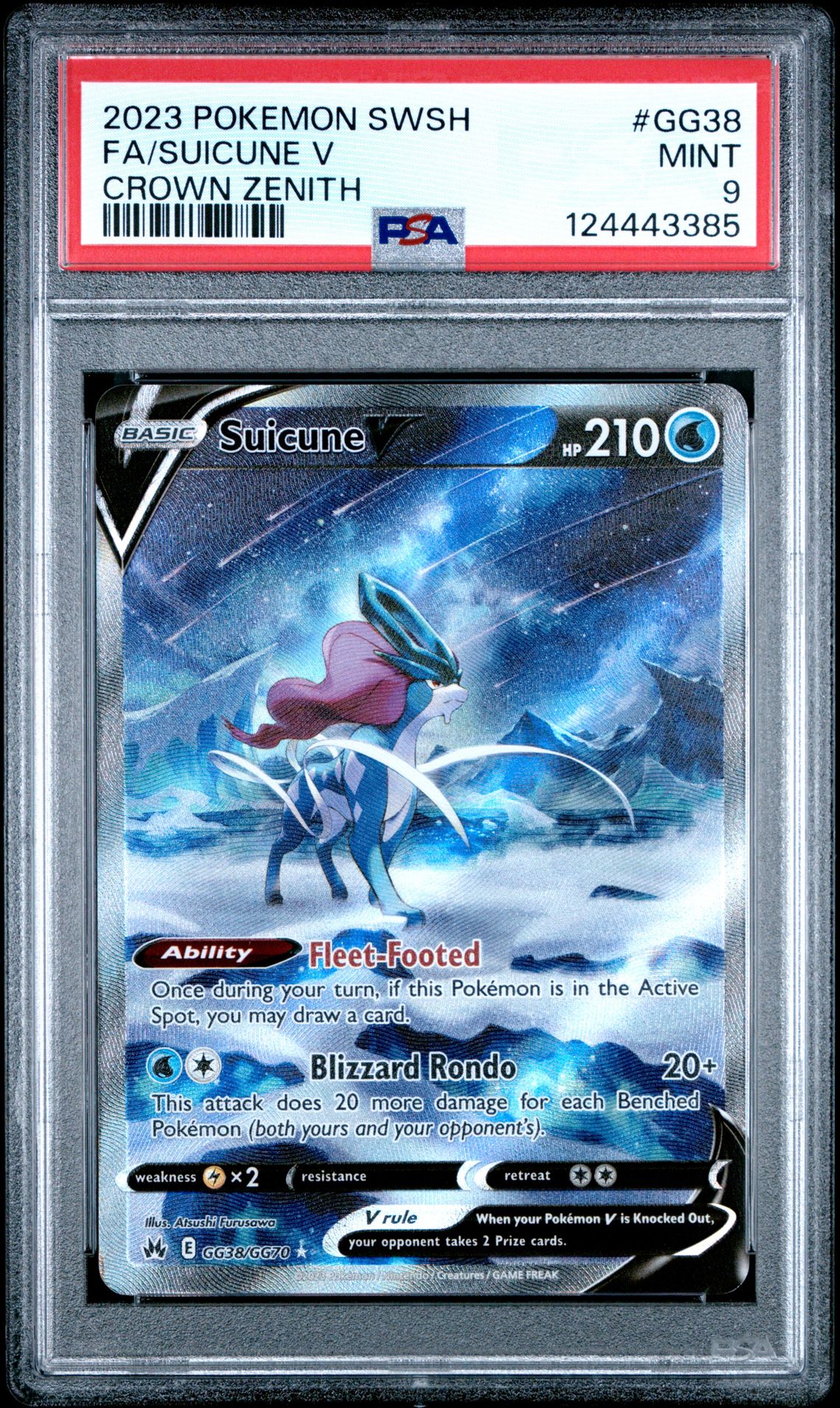 2023 Pokemon Sword And Shield Crown Zenith Fa/Suicune V #Gg38 (Crown Zenith) Mint 9 front
