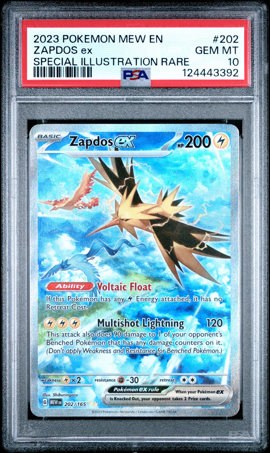 2023 Pokemon Mew En-151 Zapdos Ex #202 (Special Illustration Rare) Gem Mt 10 front