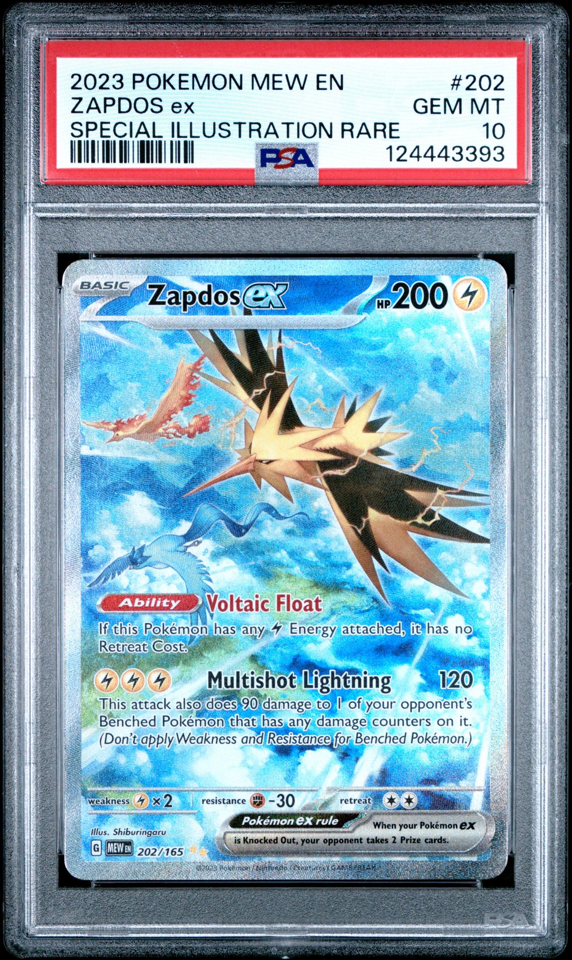 2023 Pokemon Mew En-151 Zapdos Ex #202 (Special Illustration Rare) Gem Mt 10 front