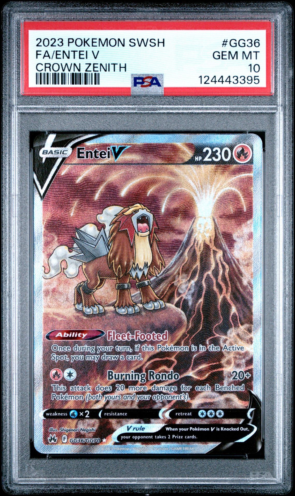 2023 Pokemon Sword And Shield Crown Zenith Fa/Entei V #Gg36 (Crown Zenith) Gem Mt 10 front
