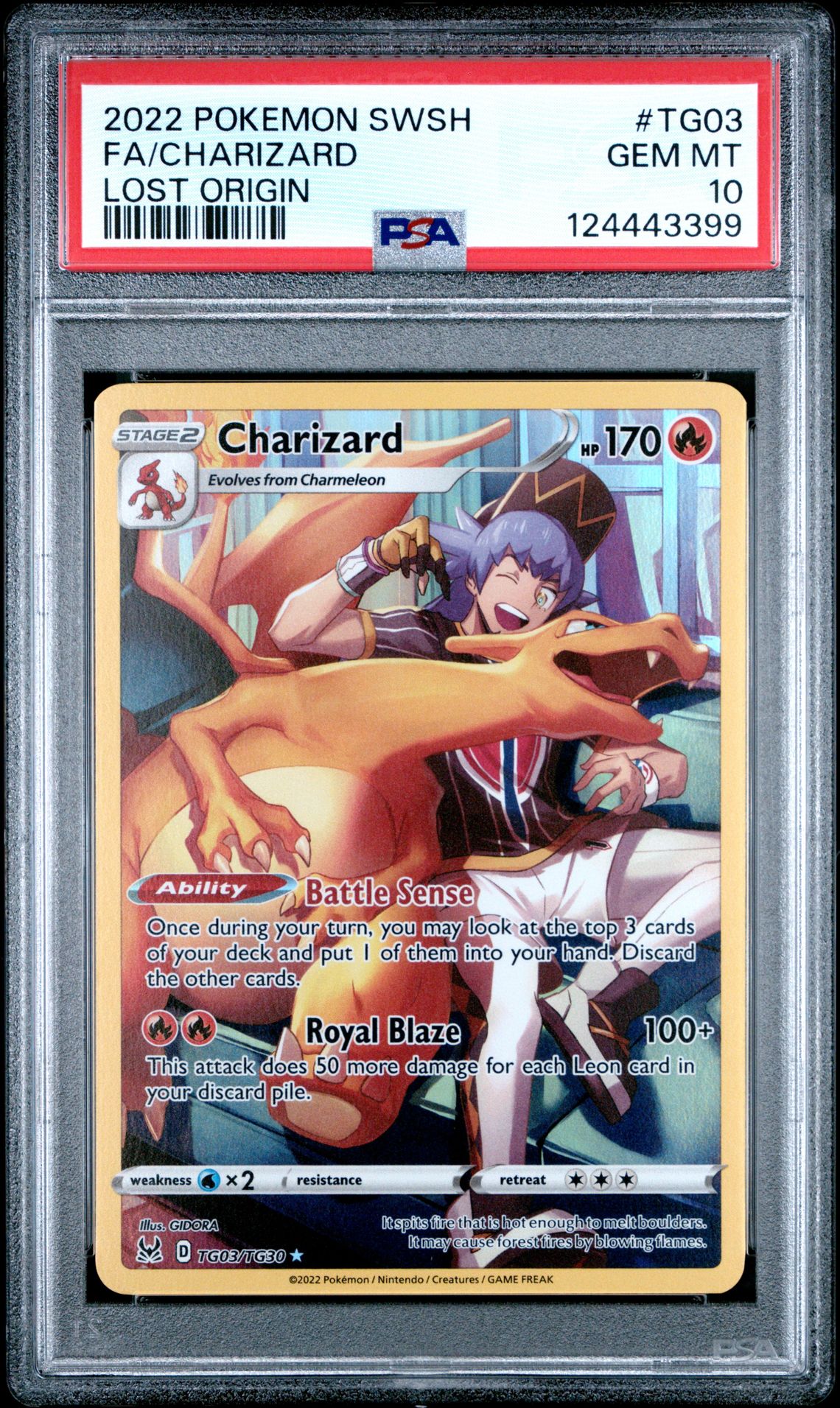 2022 Pokemon Sword & Shield Lost Origin Fa/Charizard #Tg03 (Lost Origin) Gem Mt 10 front
