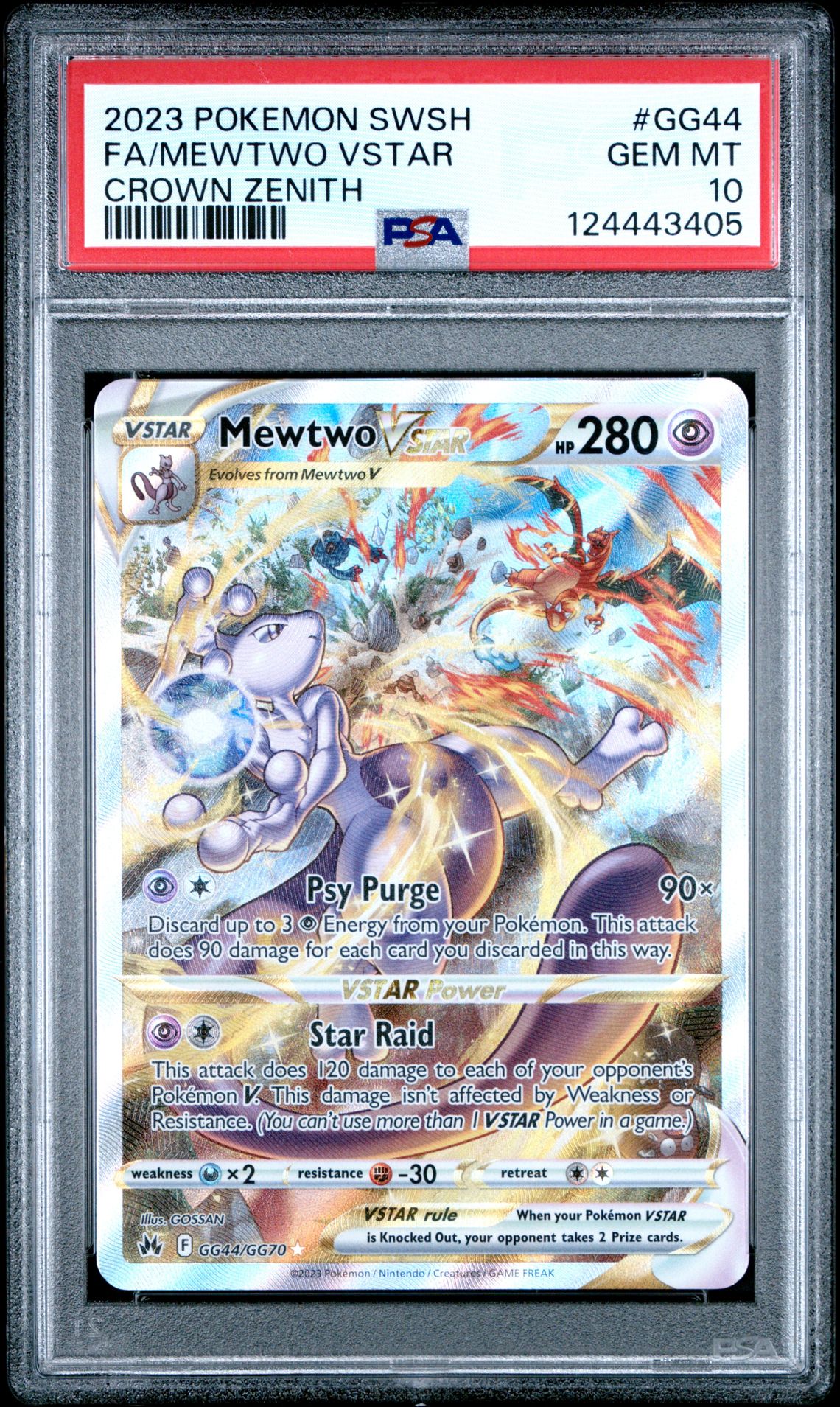 2023 Pokemon Sword And Shield Crown Zenith Fa/Mewtwo Vstar #Gg44 (Crown Zenith) Gem Mt 10 front