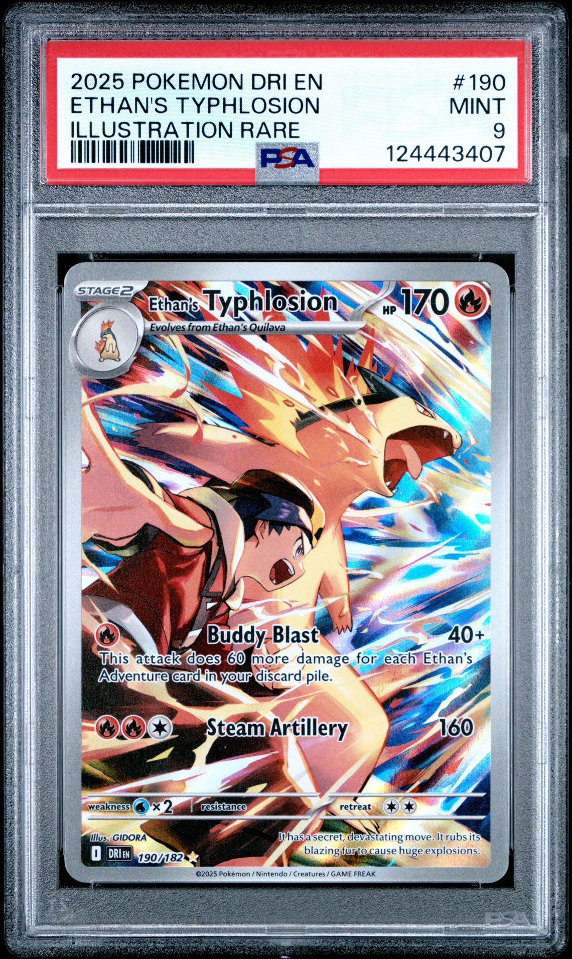 2025 Pokemon Dri En-Destined Rivals Ethan's Typhlosion #190 (Illustration Rare) Mint 9 front