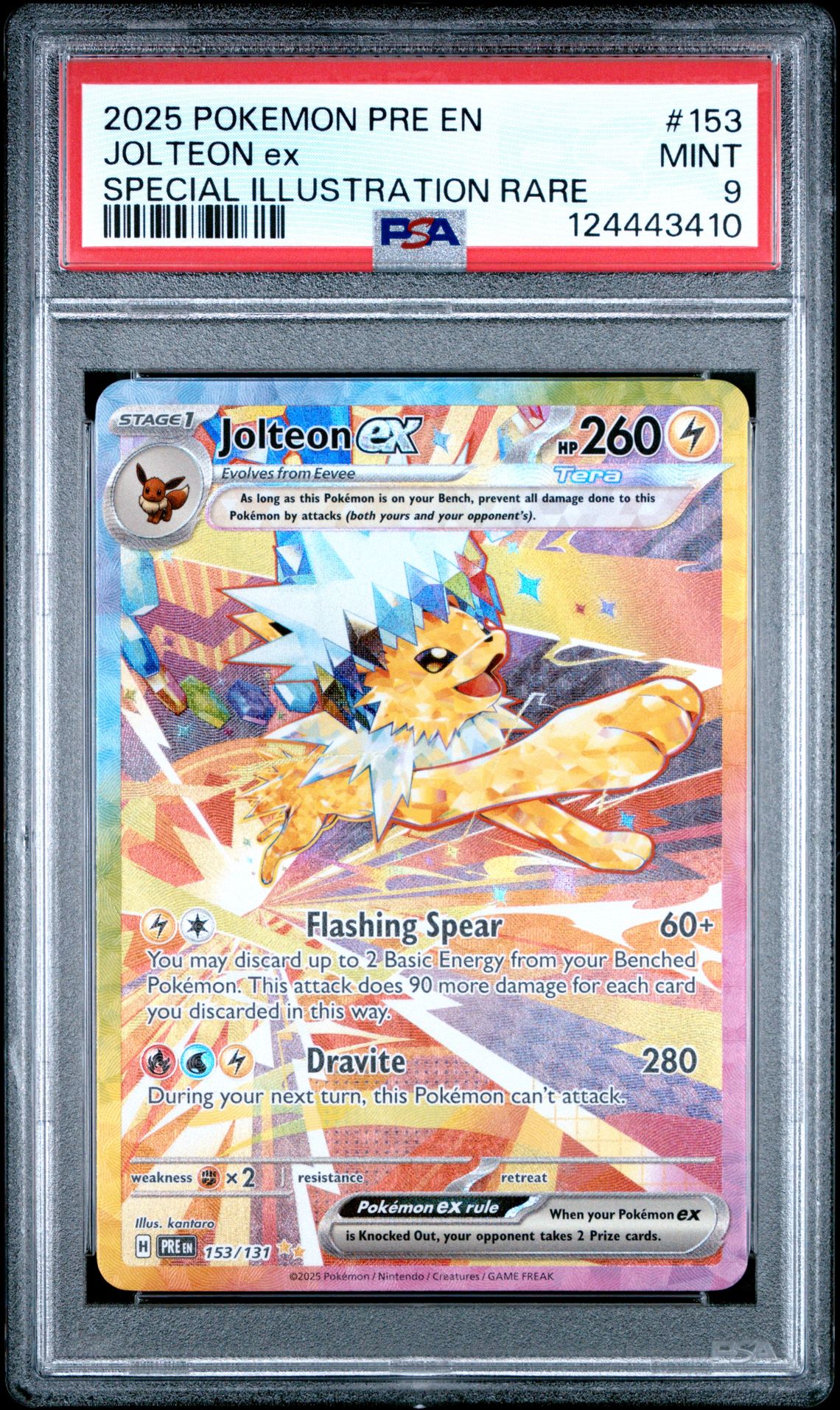 2025 Pokemon Pre En-Prismatic Evolutions Jolteon Ex #153 (Special Illustration Rare) Mint 9 front