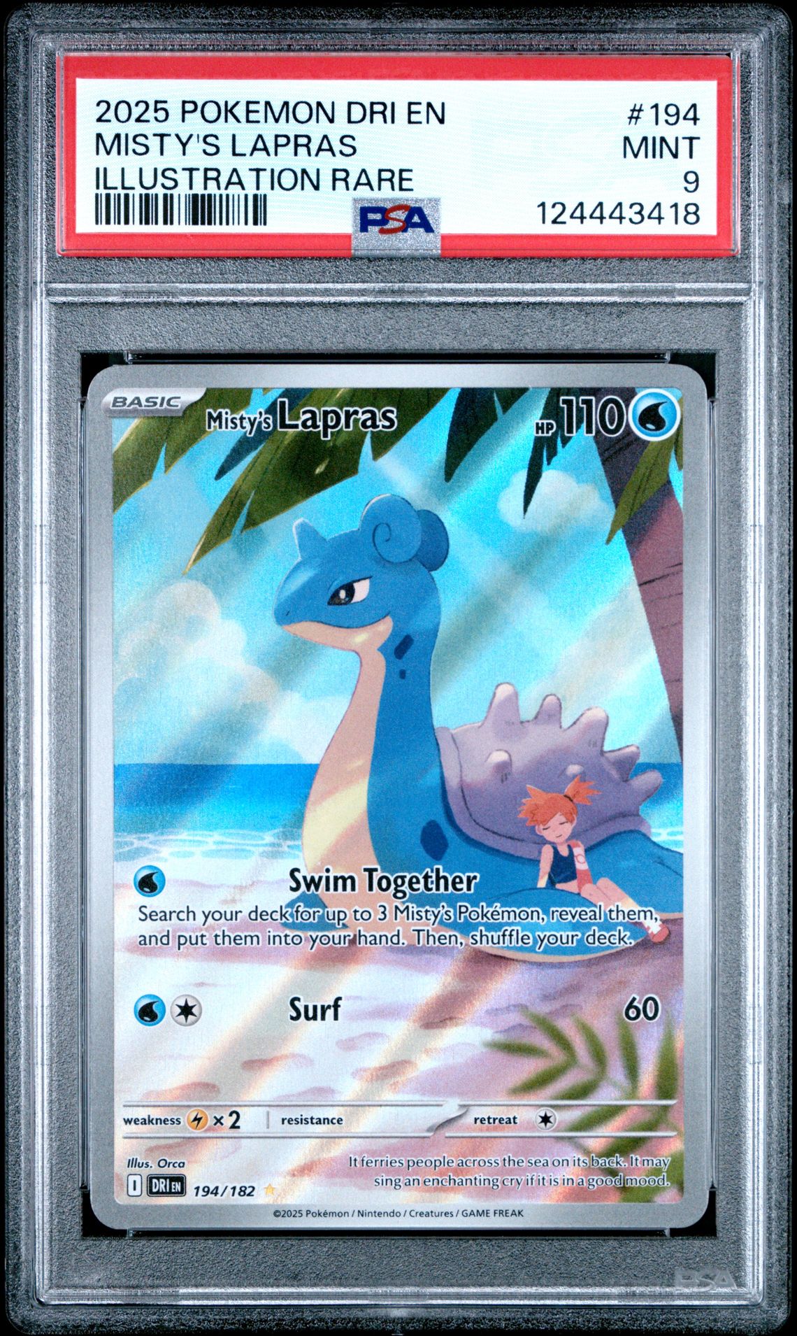2025 Pokemon Dri En-Destined Rivals Misty's Lapras #194 (Illustration Rare) Mint 9 front