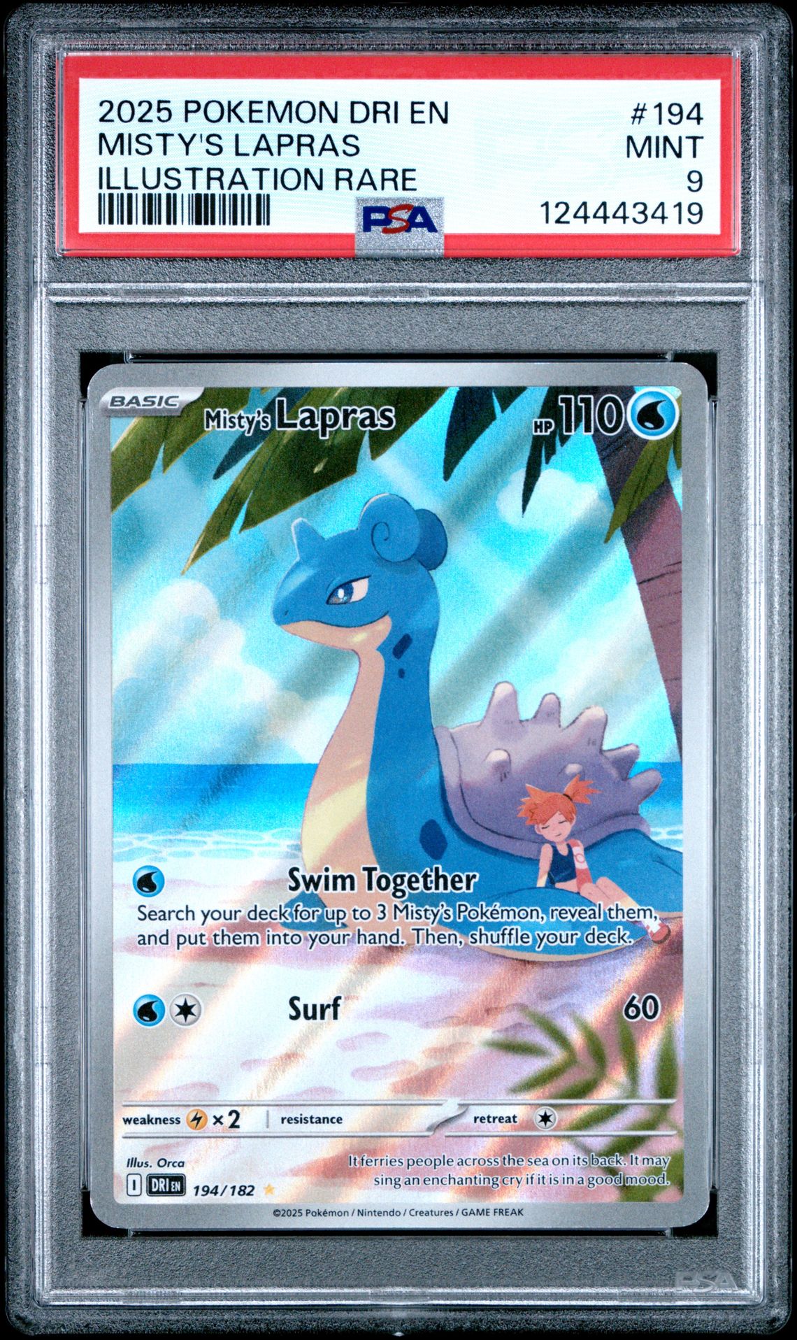 2025 Pokemon Dri En-Destined Rivals Misty's Lapras #194 (Illustration Rare) Mint 9 front