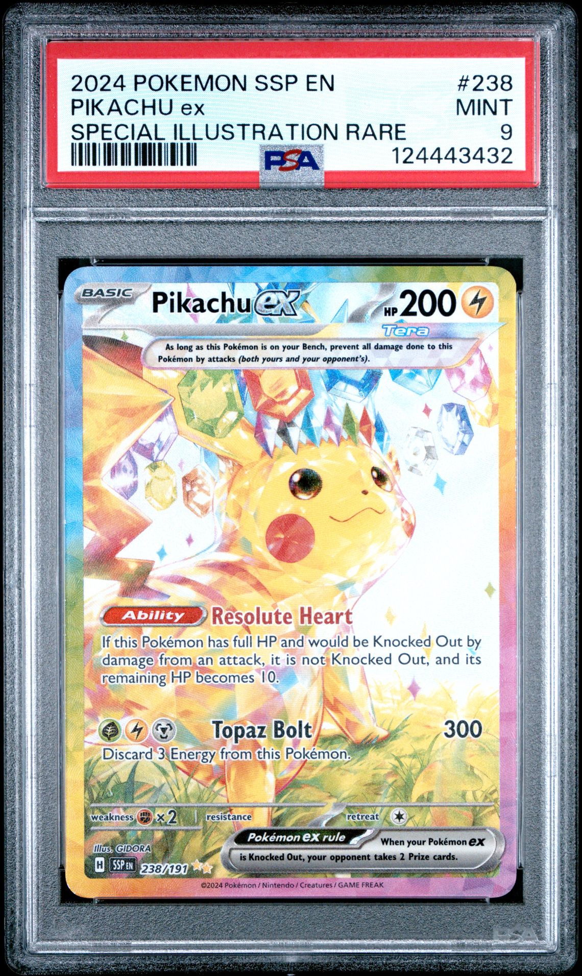 2024 Pokemon Ssp En-Surging Sparks Pikachu Ex #238 (Special Illustration Rare) Mint 9 front