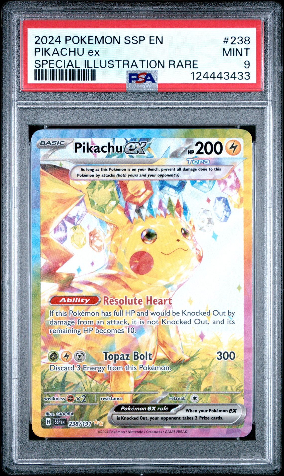 2024 Pokemon Ssp En-Surging Sparks Pikachu Ex #238 (Special Illustration Rare) Mint 9 front