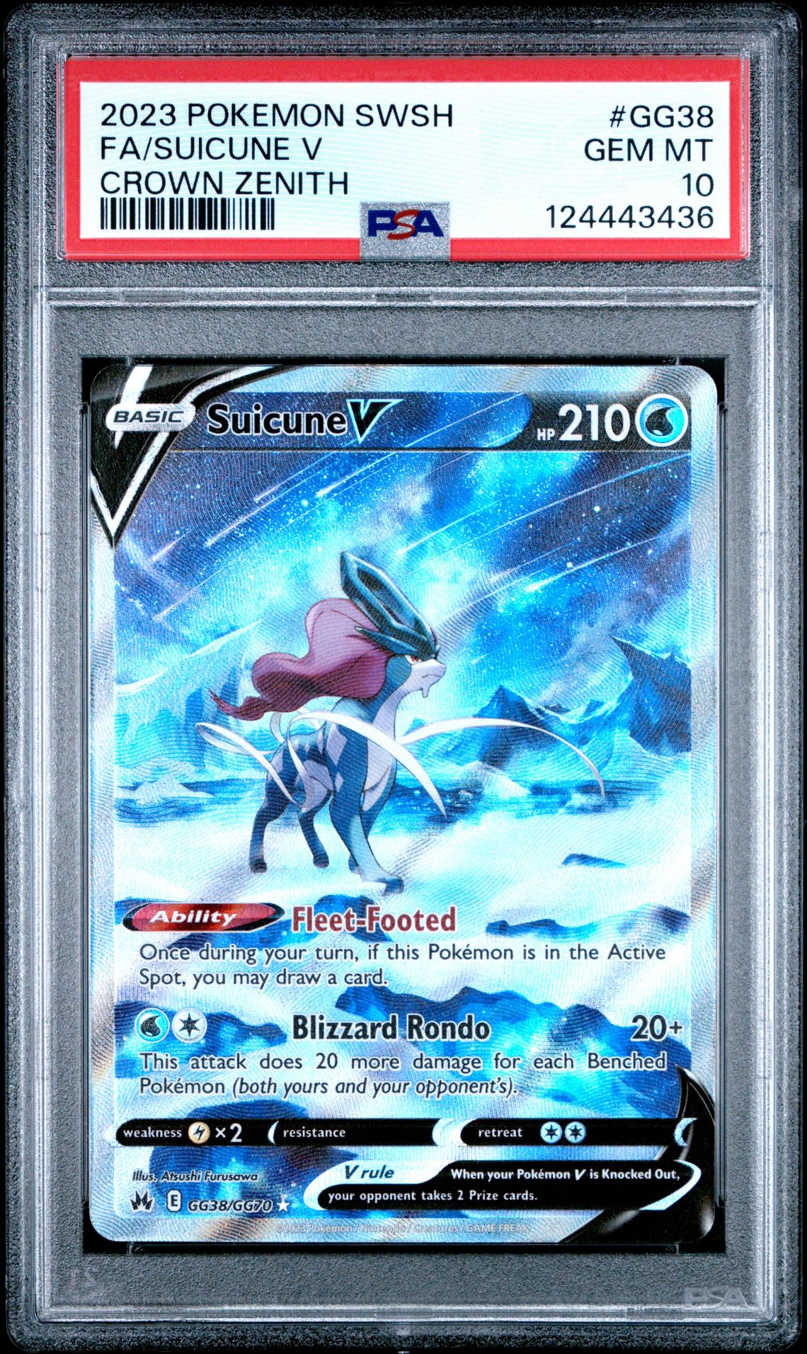 2023 Pokemon Sword And Shield Crown Zenith Fa/Suicune V #Gg38 (Crown Zenith) Gem Mt 10 front