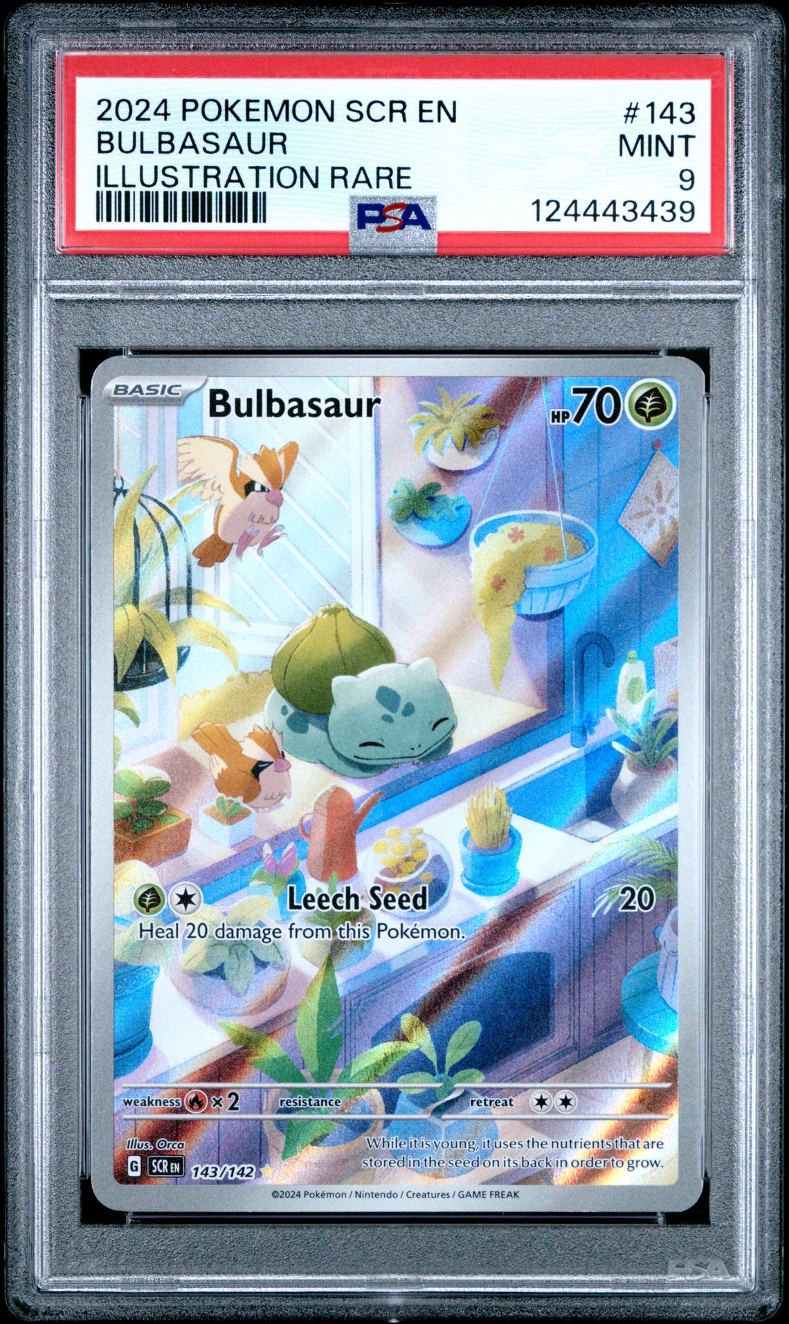2024 Pokemon Scr En-Stellar Crown Bulbasaur #143 (Illustration Rare) Mint 9 front