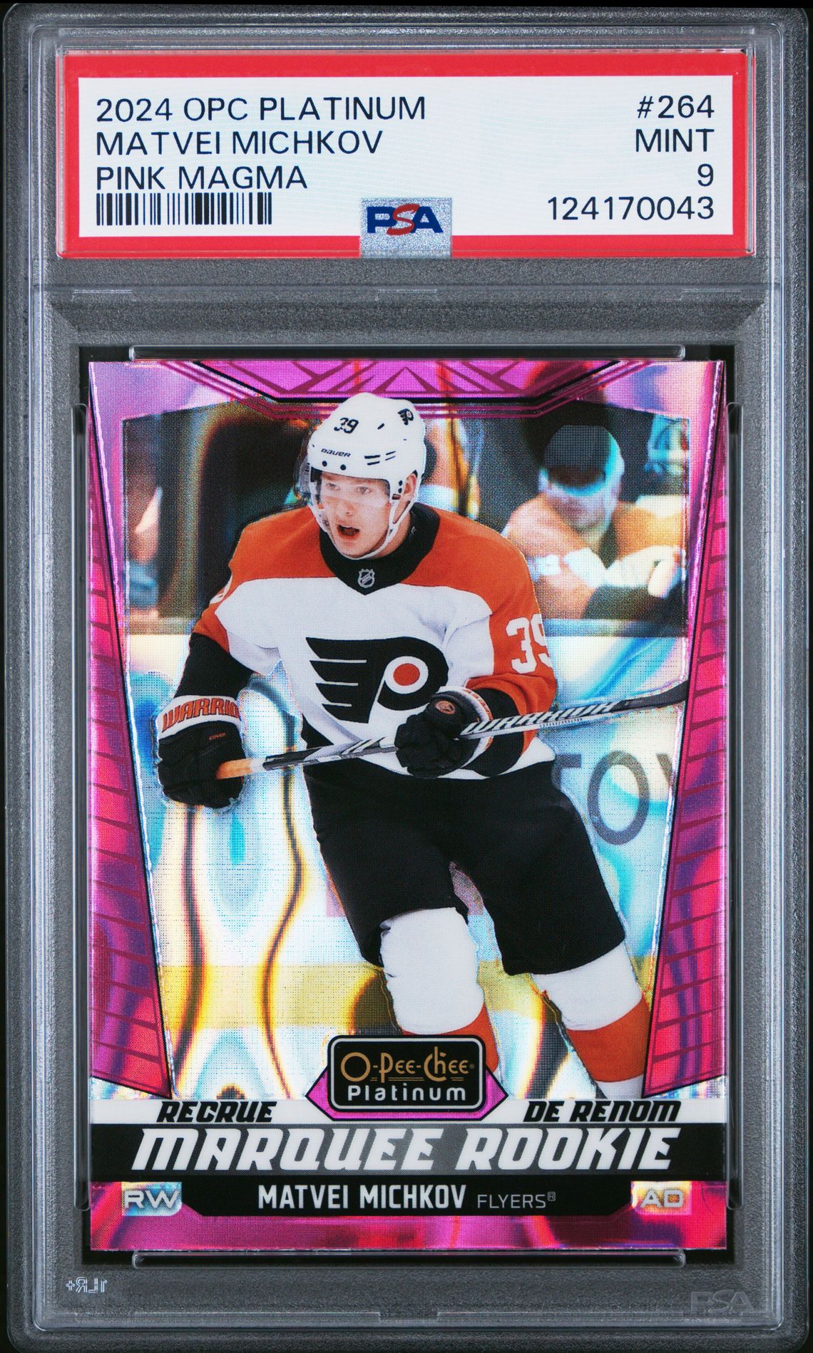 2024 Upper Deck O-Pee-Chee Platinum Matvei Michkov #264 (Pink Magma) Mint 9 front