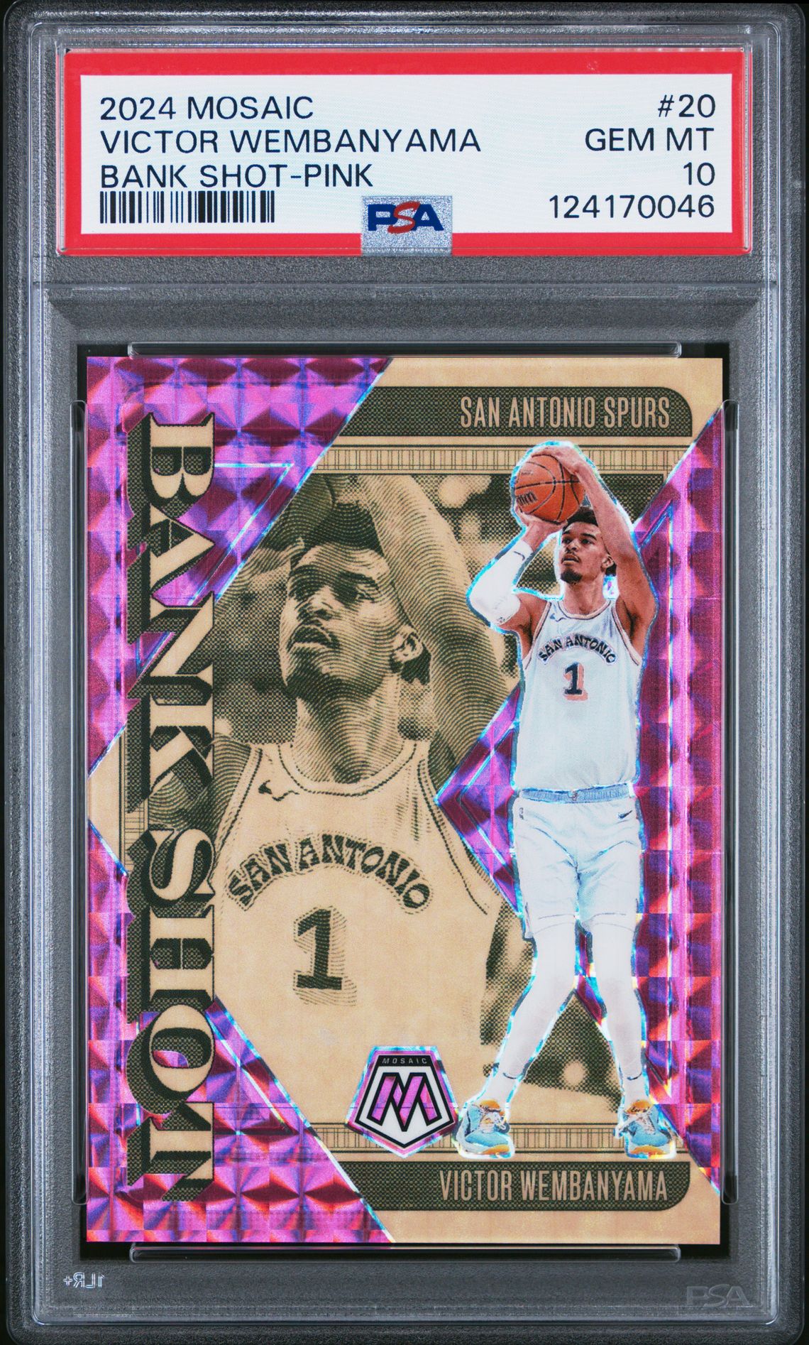 2024 Panini Mosaic Bank Shot Victor Wembanyama #20 (Bank Shot-Pink) Gem Mt 10 front