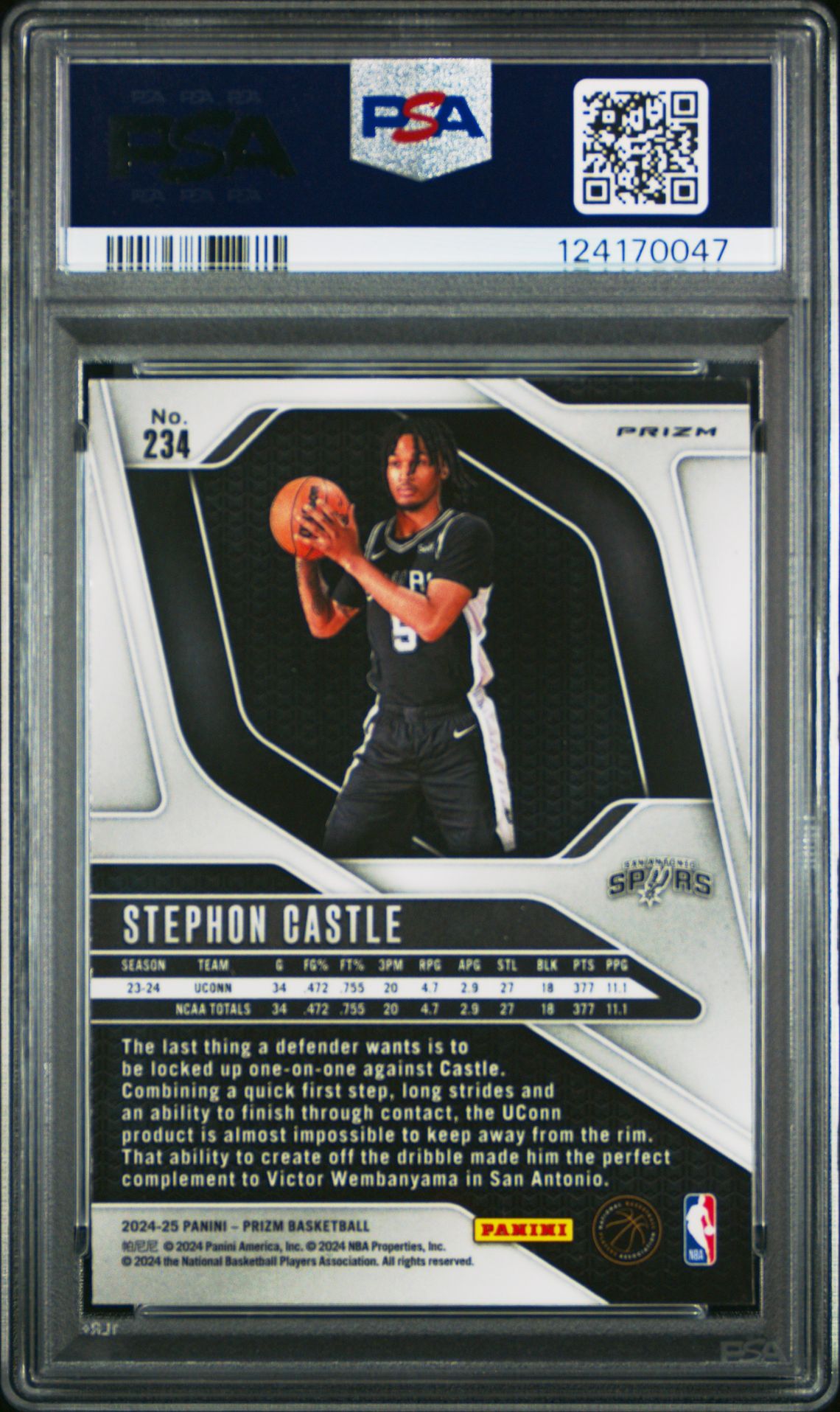 2024 Panini Prizm Stephon Castle #234 (Pink Ice) Gem Mt 10 back